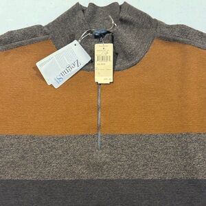 Ermenegildo Zegna Brown and Gray Zip Up Sweater